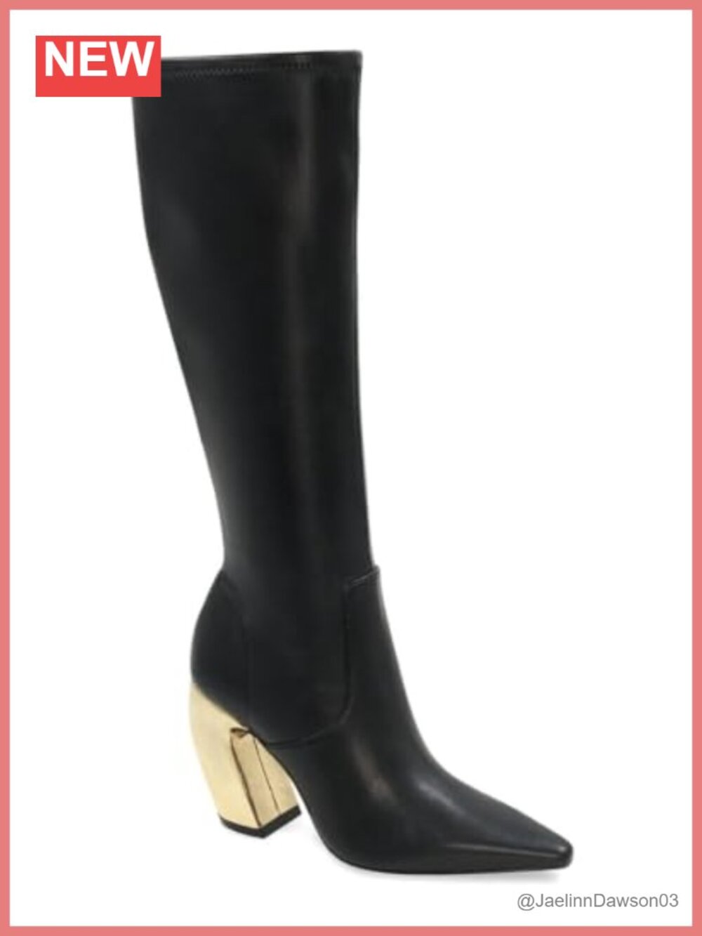 Leather Mid-Calf Boots with Architectural Flare Heel